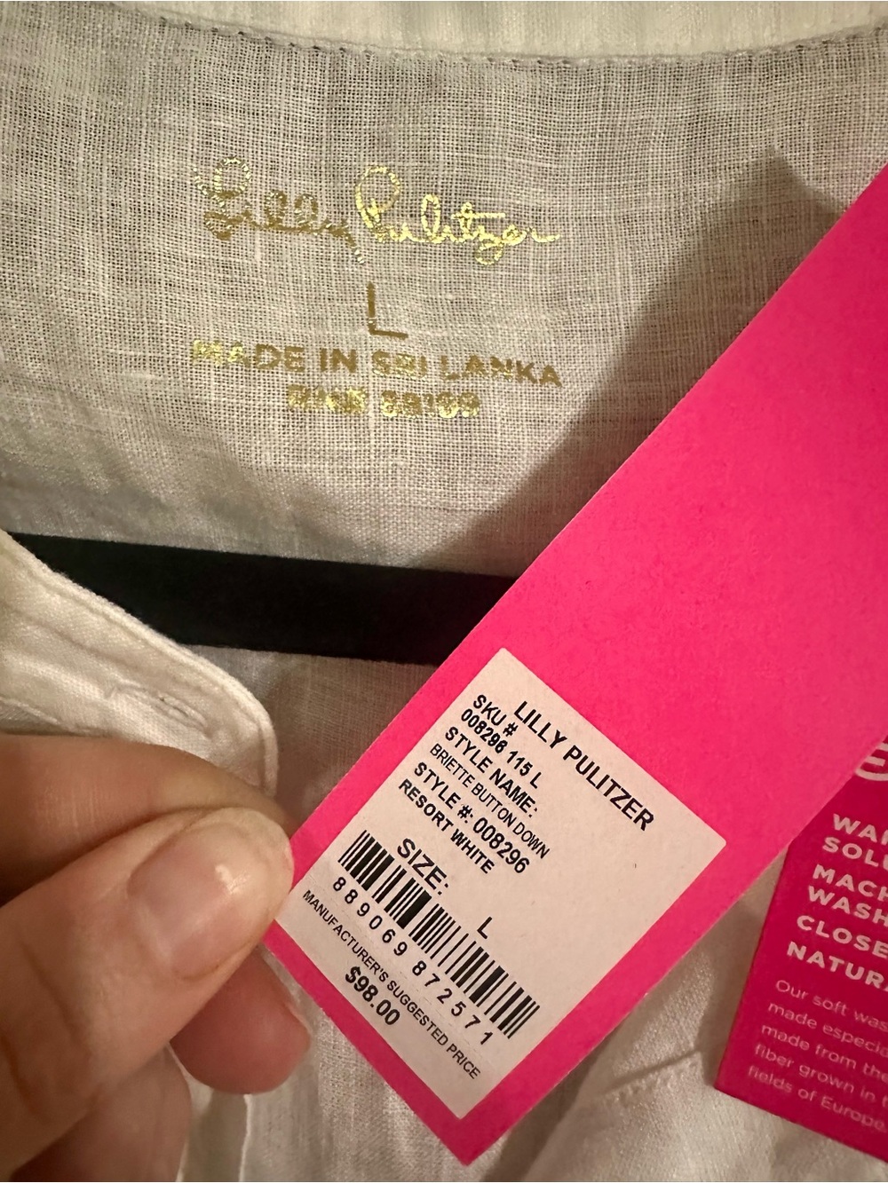 Lilly Pulitzer White Linen Ruffle-Sleeve Button Front Top - Picture 3 of 4